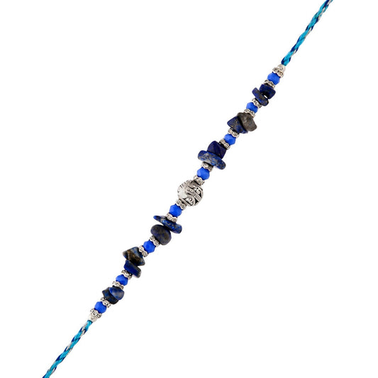 trueBrowns X Voylla Blue Beads Bohemian Motif Thread Rakhi For Brother | Swadesiicart