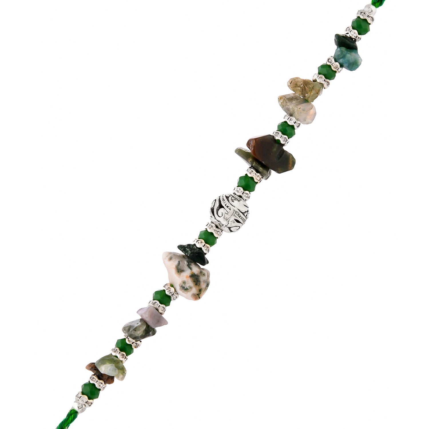 trueBrowns X Voylla Green Beads Bohemian Motif Thread Rakhi For Brother | Swadesiicart