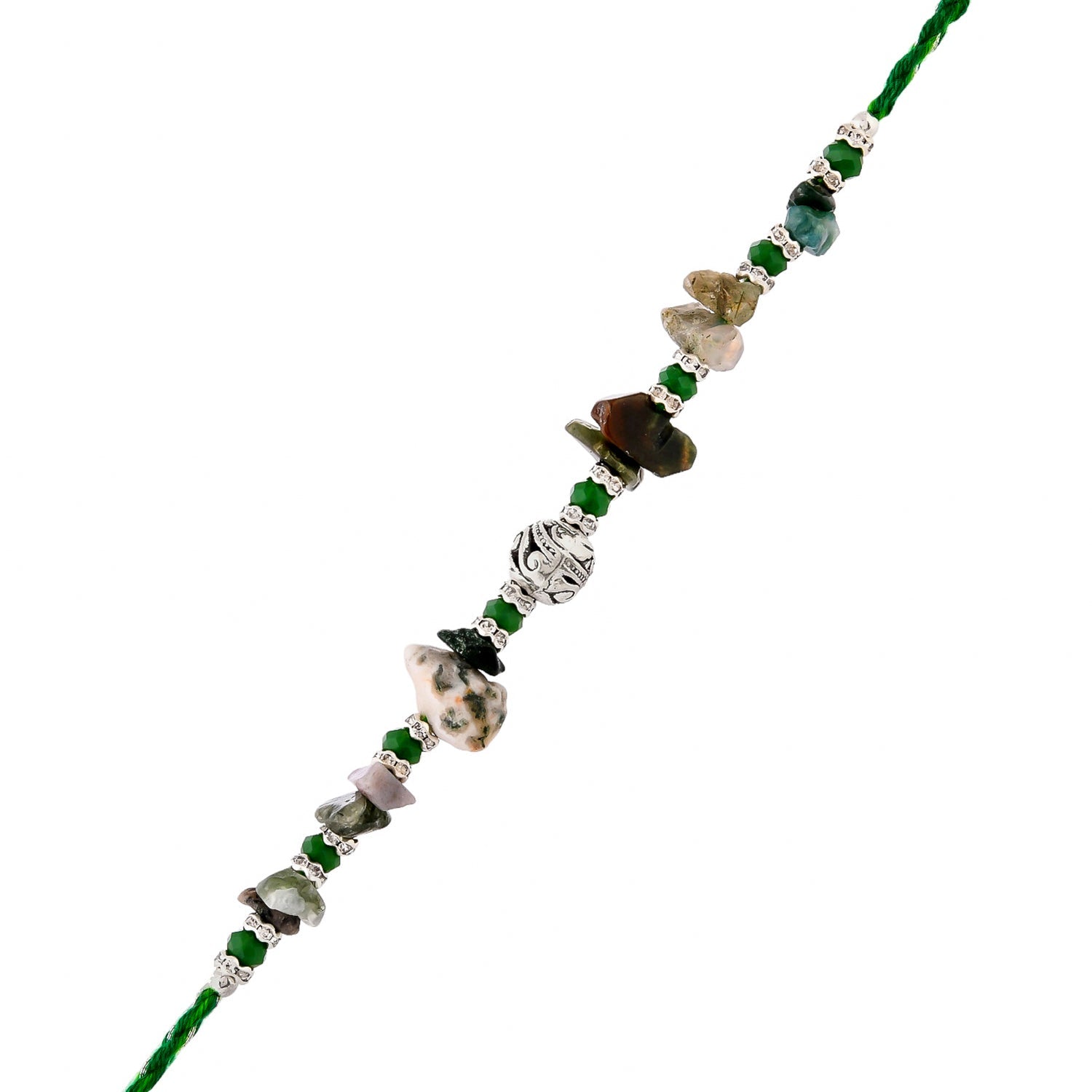 trueBrowns X Voylla Green Beads Bohemian Motif Thread Rakhi For Brother | Swadesiicart