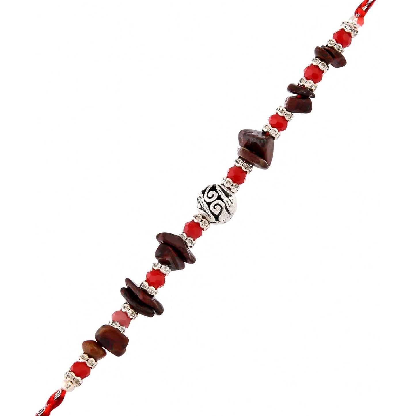 trueBrowns X Voylla Red Beads Bohemian Motif Thread Rakhi For Brother | Swadesiicart