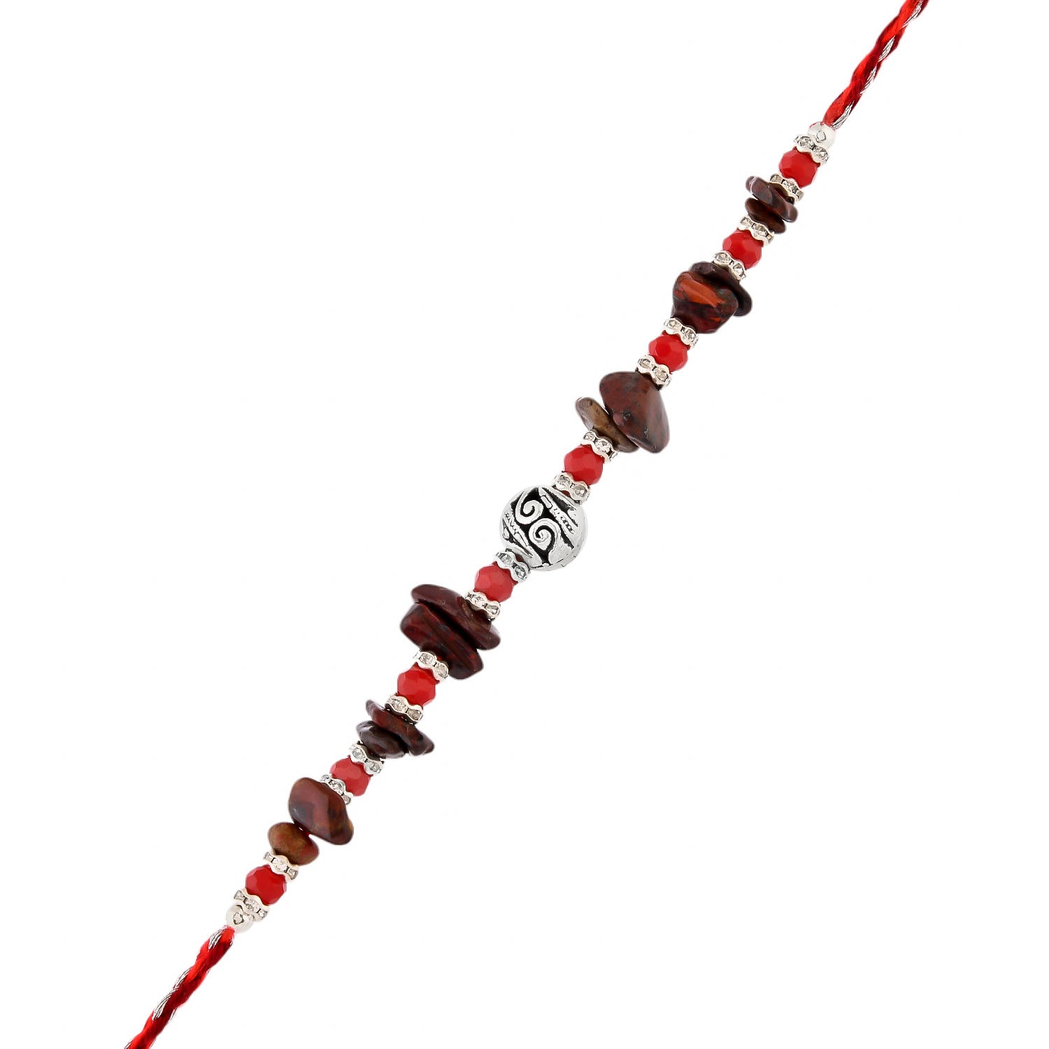trueBrowns X Voylla Red Beads Bohemian Motif Thread Rakhi For Brother | Swadesiicart