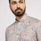 Ethnic India Grey Men's Kurta Floral Polyester | Swadesiicart