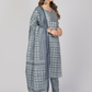 NOZ2TOZ Women's Printed & Embellished & Mirror Work Straight Cotton Grey Stitched Kurta Pant With Dupatta (3Pcs Set) - Swadesiicart