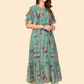 NOZ2TOZ Women's Printed Anarkali Georgette Aqua Green Stitched Kurta (1Pc) - Swadesiicart