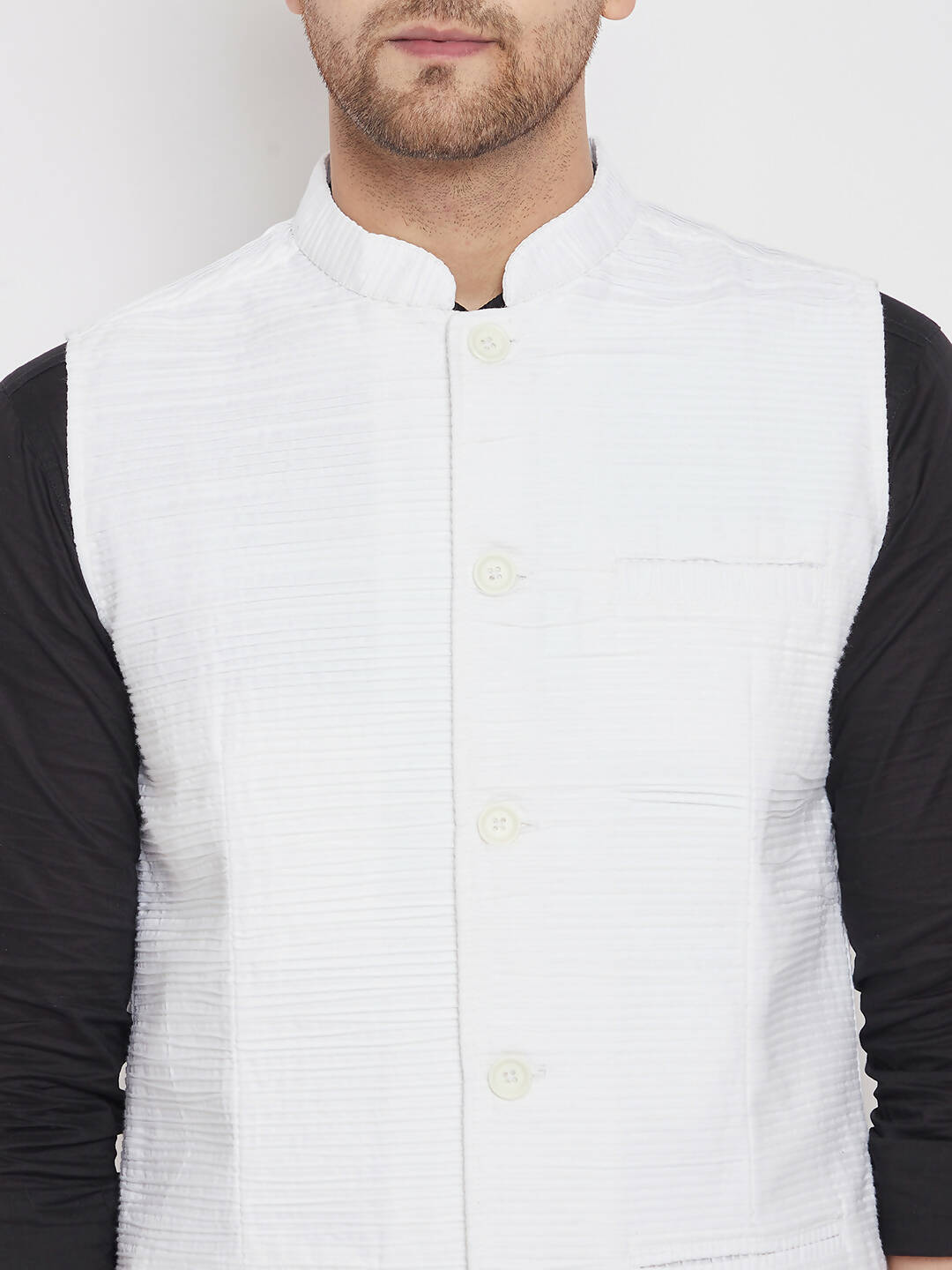 Even Apparels White Cotton Men Woven Nehru Jacket | Swadesiicart