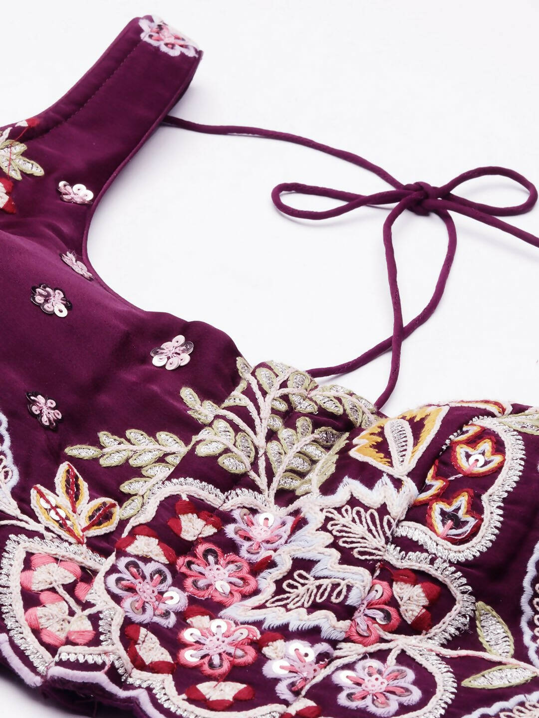 House of Panchhi Burgundy Georgette Sequins and thread embroidery Lehenga choli & Dupatta | Swadesiicart