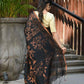 Beatitude Black Cotton Floral Jamdani Saree