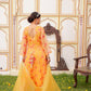Vaasva Women Yellow Organza Floral Embroidered Anarkali Kurta, Pant & Dupatta set | Swadesiicart