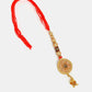 NVR Women & Men Set of 2 Gold-Toned Stone-Studded & Beaded Bhaiya Bhabi Rakhi With Roli Chawal | Swadesiicart