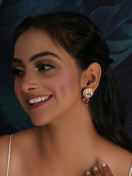Kundan Studs with Stones (Gold) - Ruby Raang | Swadesiicart