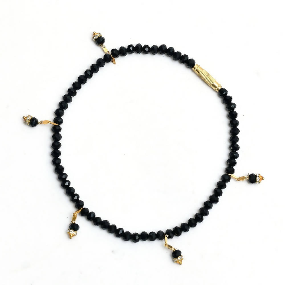 Mominos Fashion Kamal Johar Black Beads Anklets | Swadesiicart