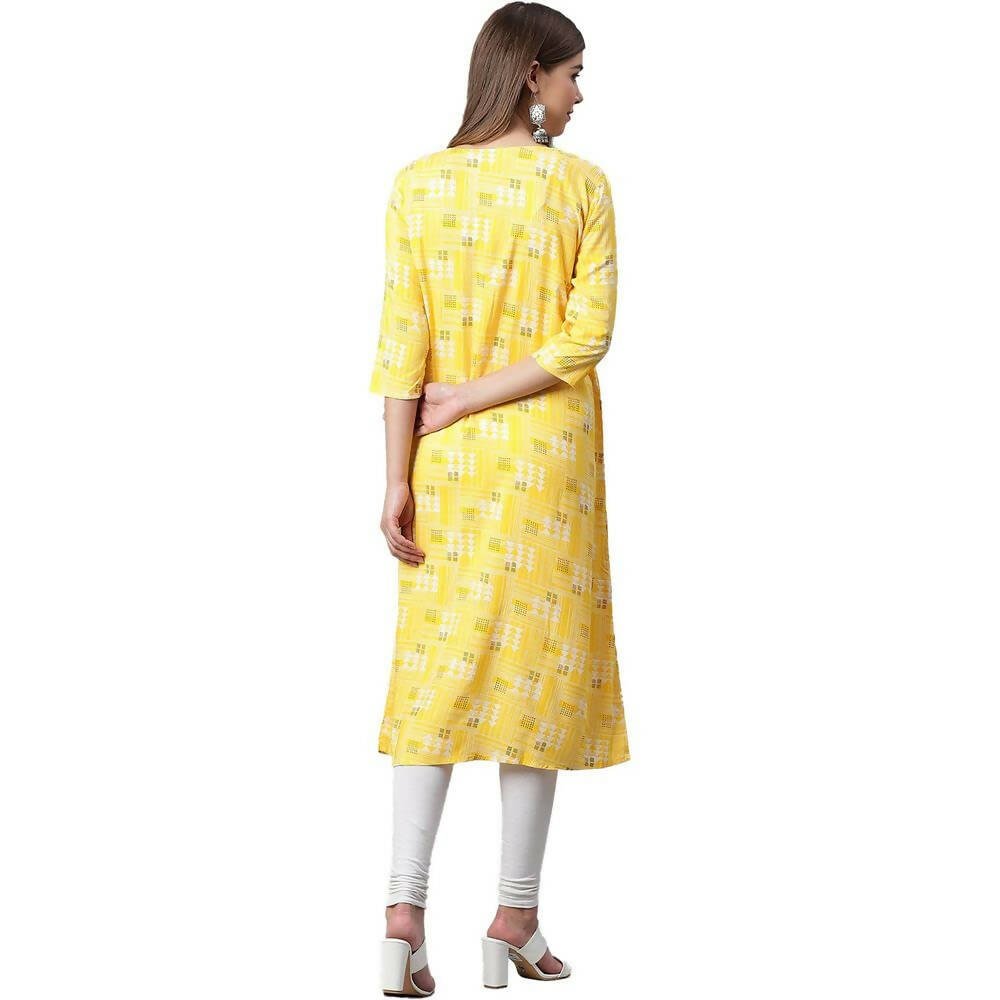 Anubhutee Women's Rayon Regular A-Line Yellow Kurta | Swadesiicart