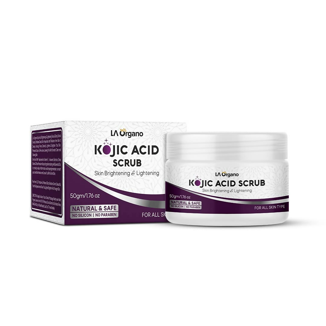 LA Organo 1% Kojic Acid Skin Lightening & Brightening Face & Body Scrub | Swadesiicart