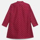 Ahalyaa Boys Wine Poly Silk Gold Printed Kids Kurta Churidar Set | Swadesiicart
