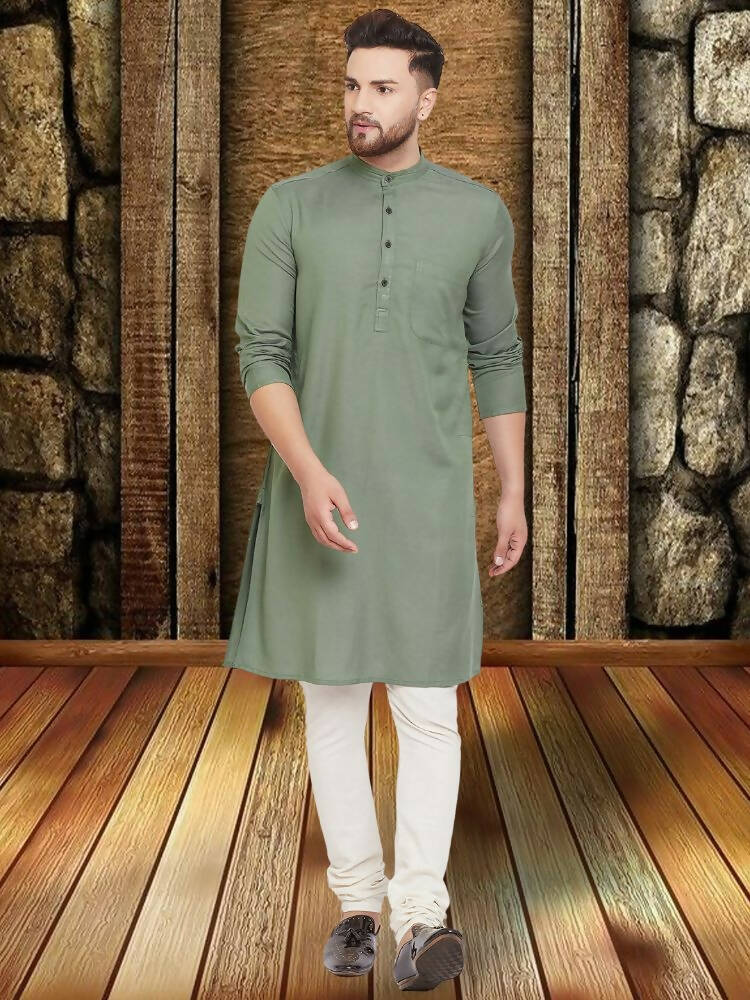 Even Apparels Cotton Linen Green Kurta - Green | Swadesiicart