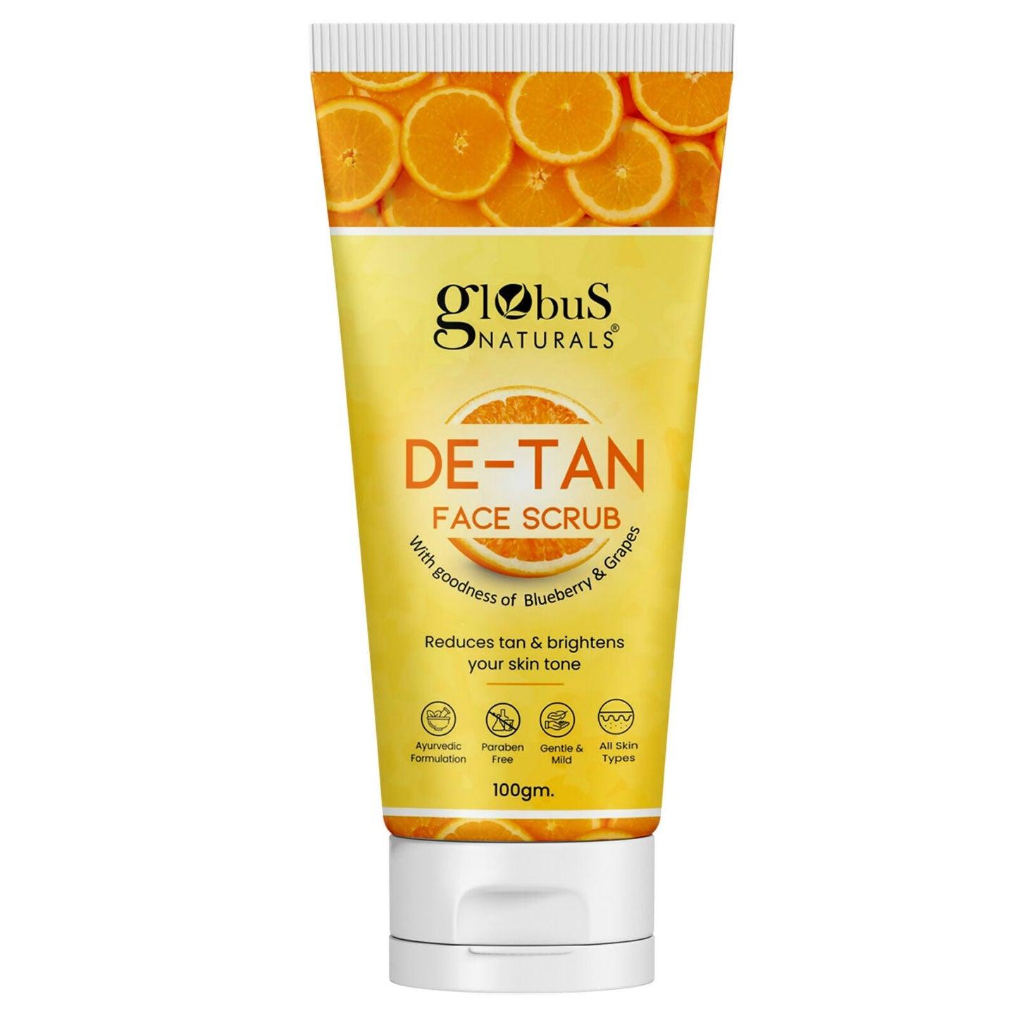 Globus Naturals De Tan Face Scrub, Suitable For All Skin Types | Swadesiicart