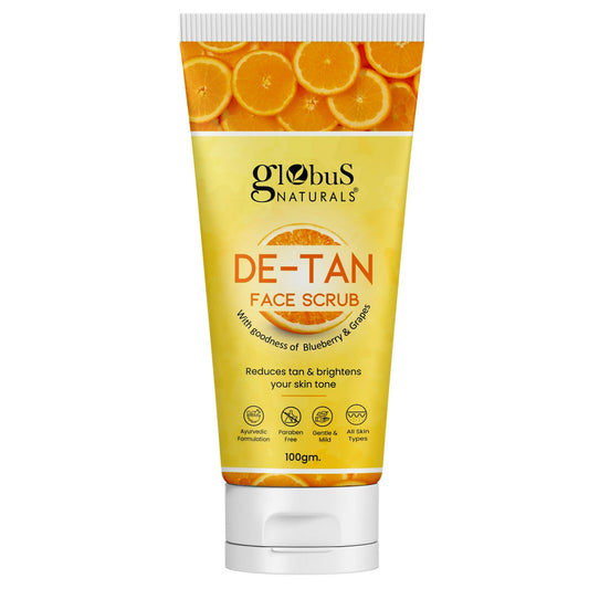Globus Naturals De Tan Face Scrub, Suitable For All Skin Types
