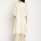 Ahalyaa Women Off White Printed Gotta Patti Kaftan Style Kurta With Palazzos | Swadesiicart
