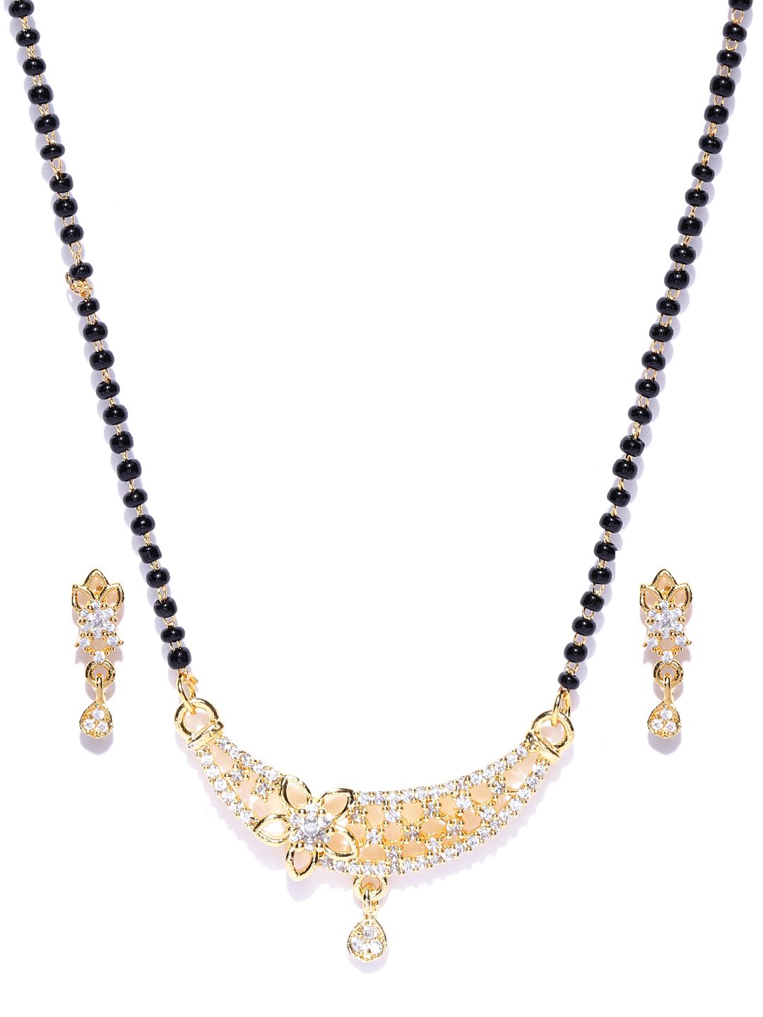 Priyaasi Women American Diamond Mangalsutra Set With Earrings - Swadesiicart