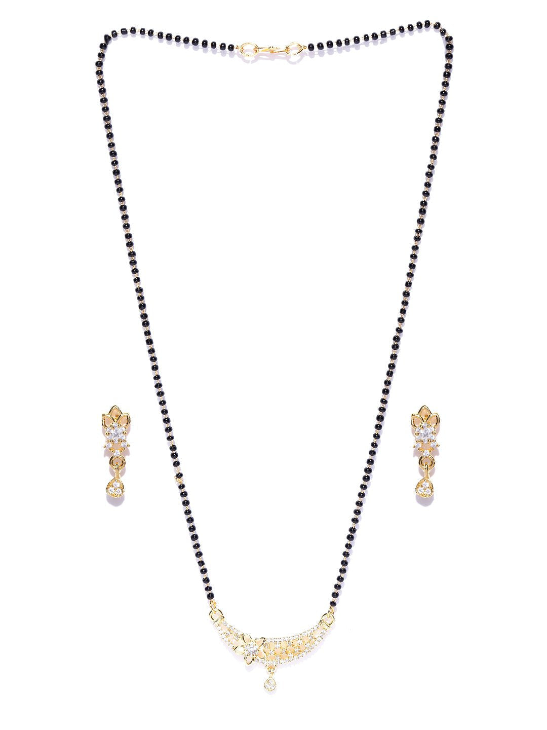 Priyaasi Women American Diamond Mangalsutra Set With Earrings - Swadesiicart