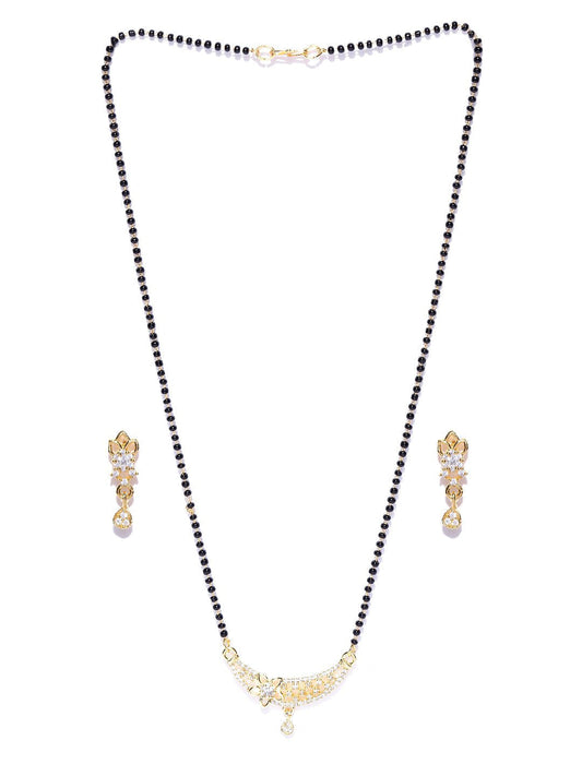 Priyaasi Women American Diamond Mangalsutra Set With Earrings - Swadesiicart