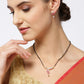 Priyaasi Women Gold-Polished American Diamond and Ruby Studded Mangalsutra Set with Earrings in Floral Pattern - Noz2Toz