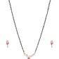 Priyaasi Women Gold-Polished American Diamond and Ruby Studded Mangalsutra Set with Earrings in Floral Pattern - Swadesiicart