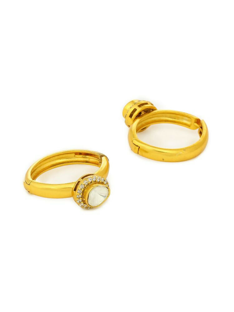 Women's Hoops Kundan Earrings - Ruby Raang | Swadesiicart
