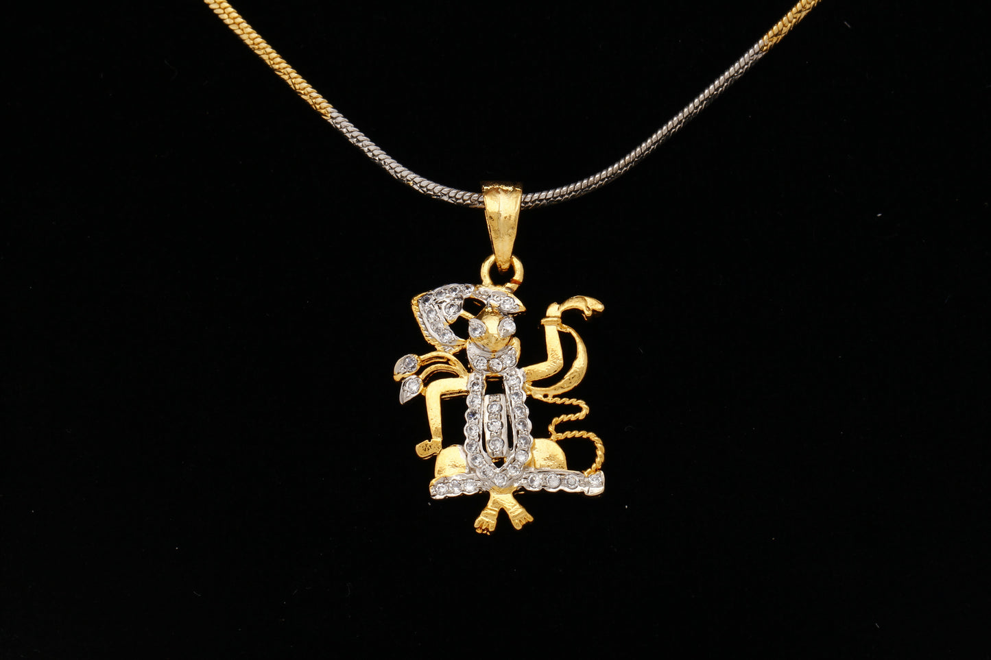 Gold-Polished Alloy Balaji Pendant With Chain - The Pari | Swadesiicart