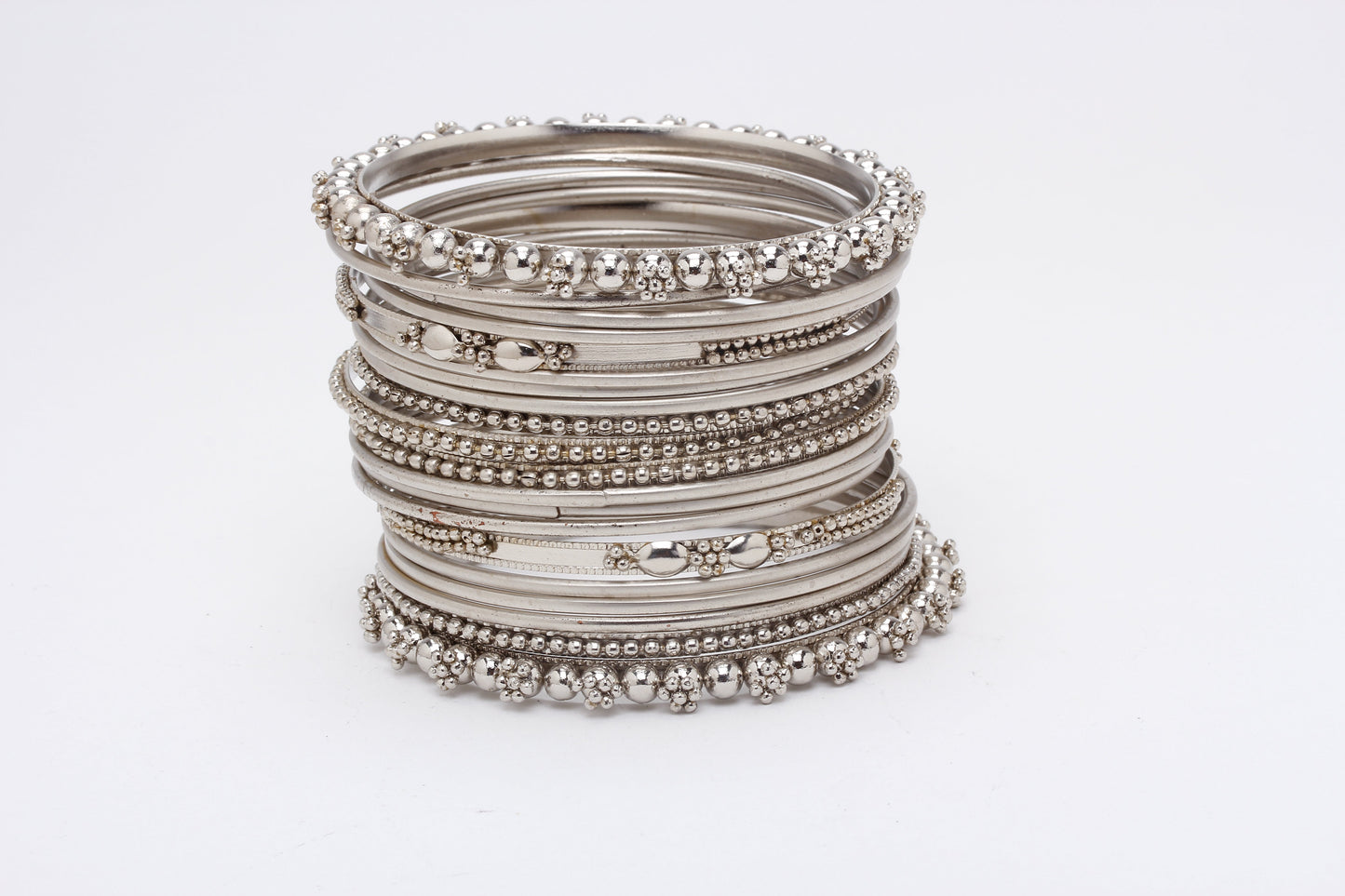 Rhodium-Plated Alloy Silver Trendy Stylish Bangle Set - The Pari - Swadesiicart