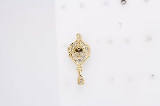 Gold-Polished Alloy American Diamond Pendant Necklace Set - The Pari - Swadesiicart