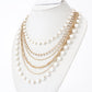 Gold-Polished Alloy Rhinestones And Pearl Layered Necklace - The Pari | Swadesiicart