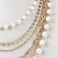 Gold-Polished Alloy Rhinestones And Pearl Layered Necklace - The Pari | Swadesiicart