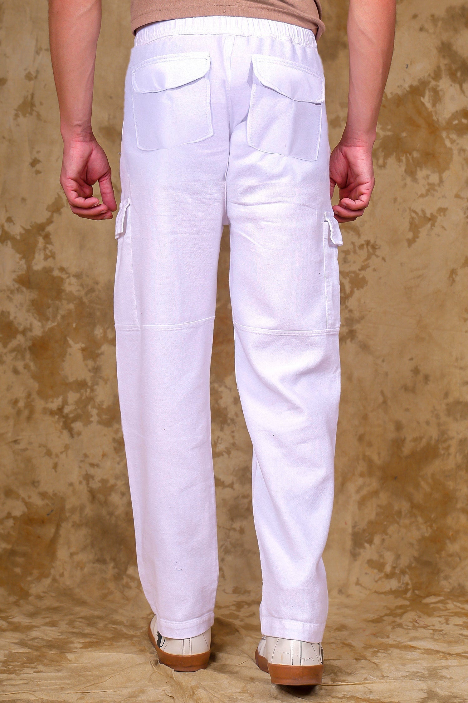 Bluebird Men's Slim Fit Cotton Cargo Pant White | Swadesiicart