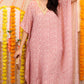 trueBrowns Light Mauve Bandhani Printed Silk Kaftan Kurta Pant Set | Swadesiicart