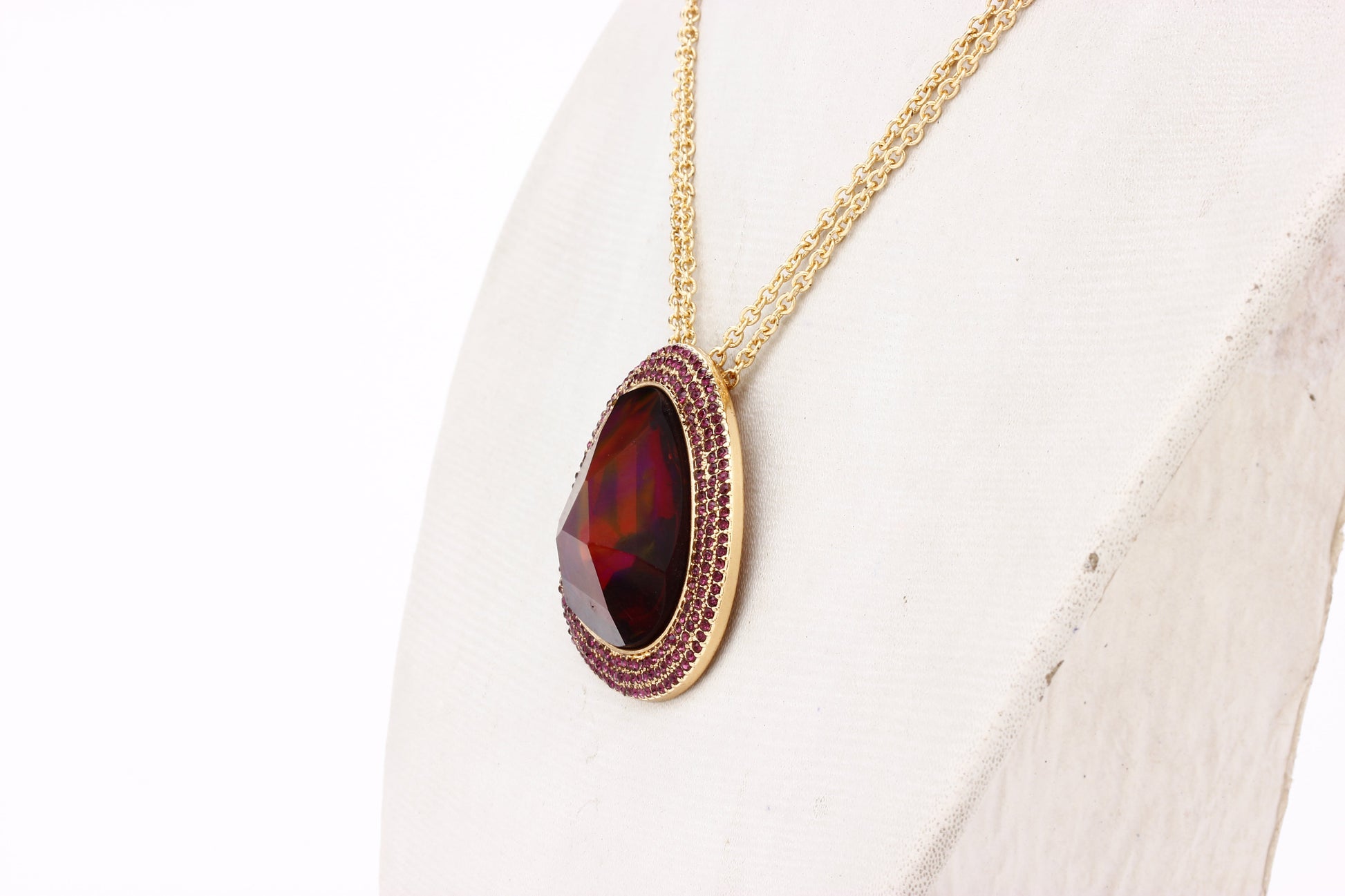 Gold-Polished Alloy Assymetric Stone Studded Pendant Necklace - The Pari | Swadesiicart