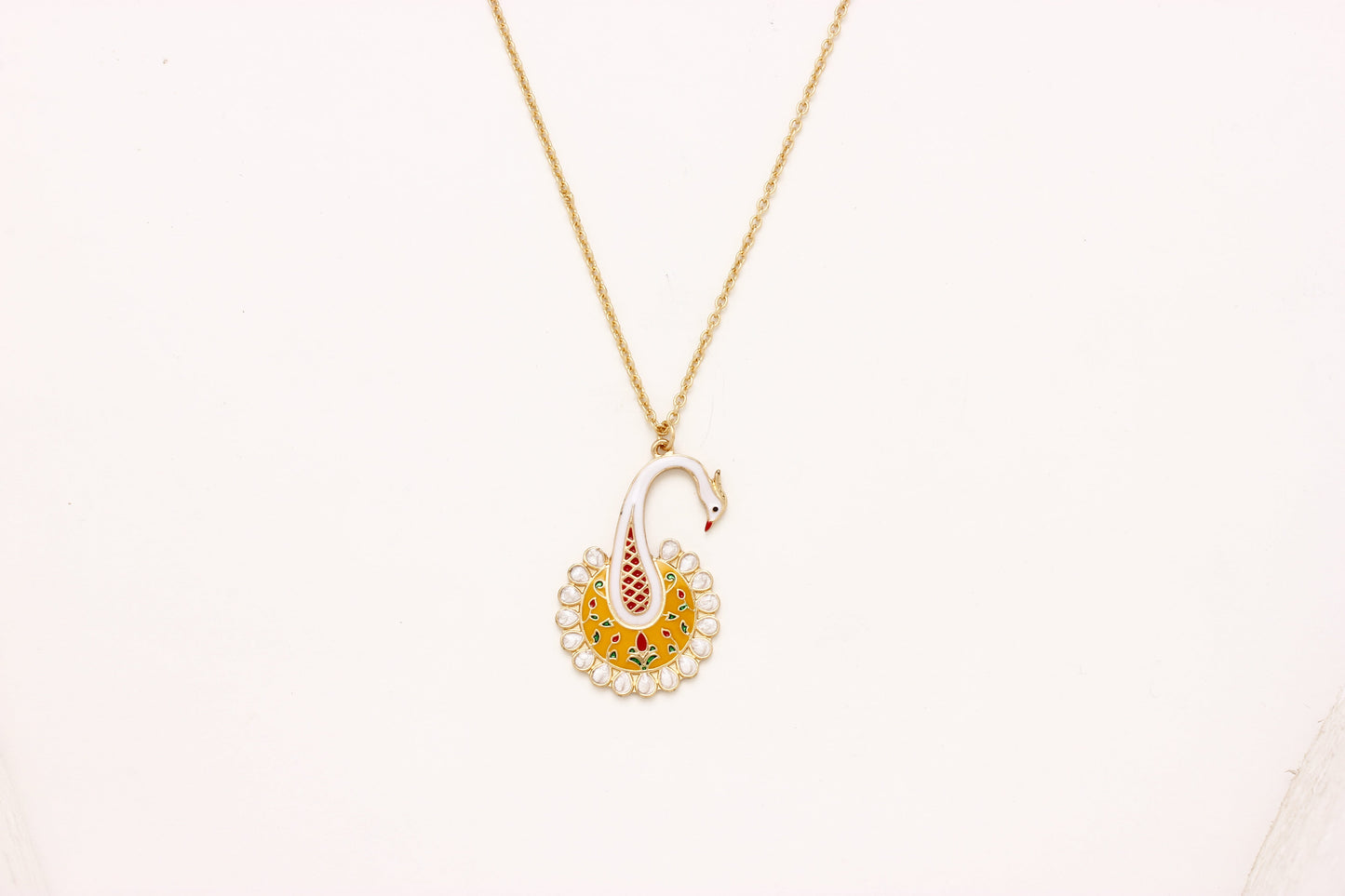 Gold-Polished Alloy Peacock Pendant Necklace - The Pari | Swadesiicart
