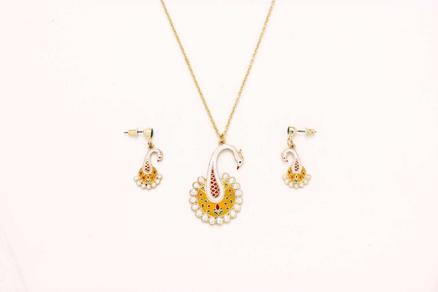 Gold-Polished Alloy Peacock Pendant Necklace - The Pari | Swadesiicart