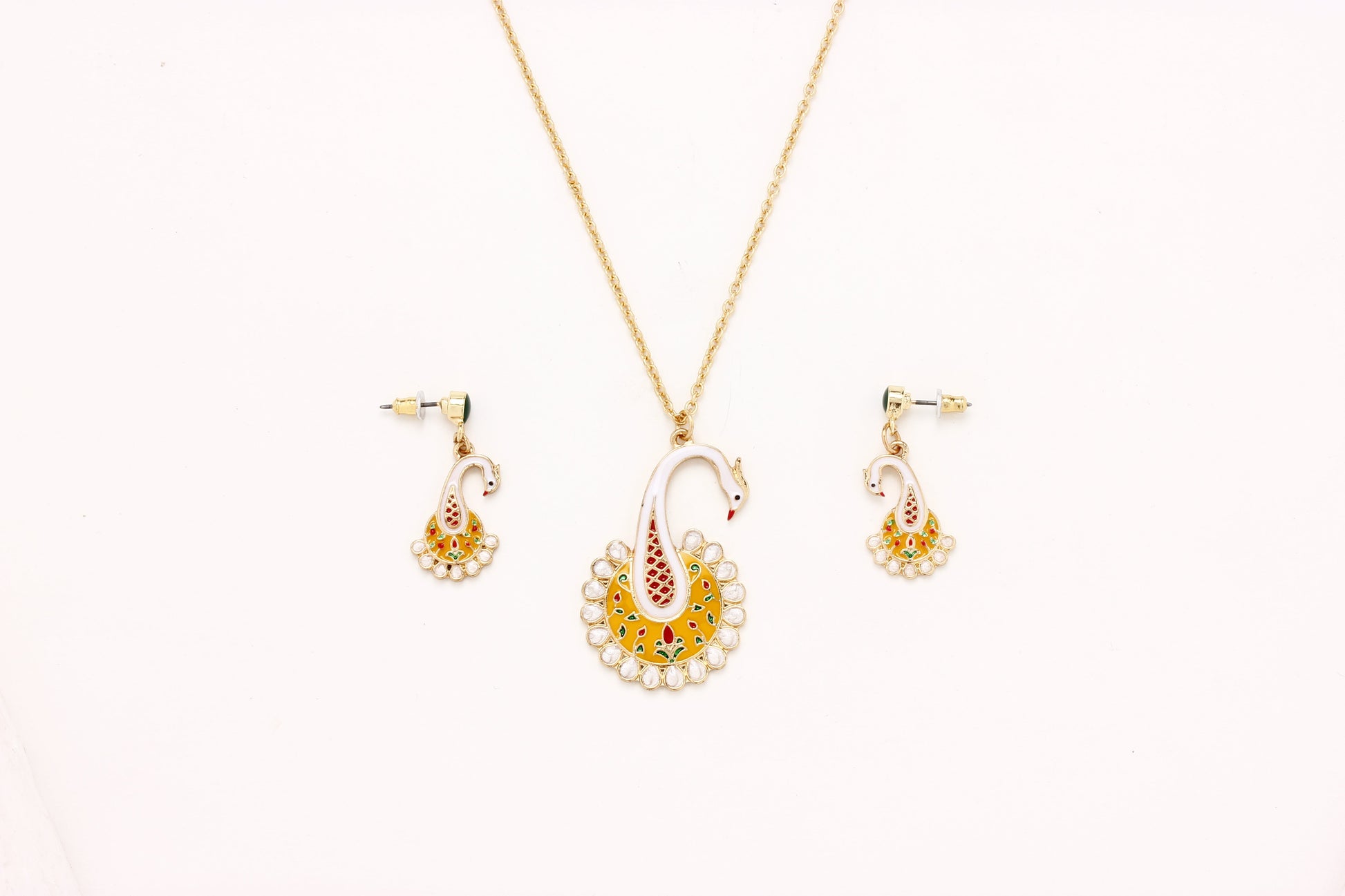 Gold-Polished Alloy Peacock Pendant Necklace - The Pari | Swadesiicart