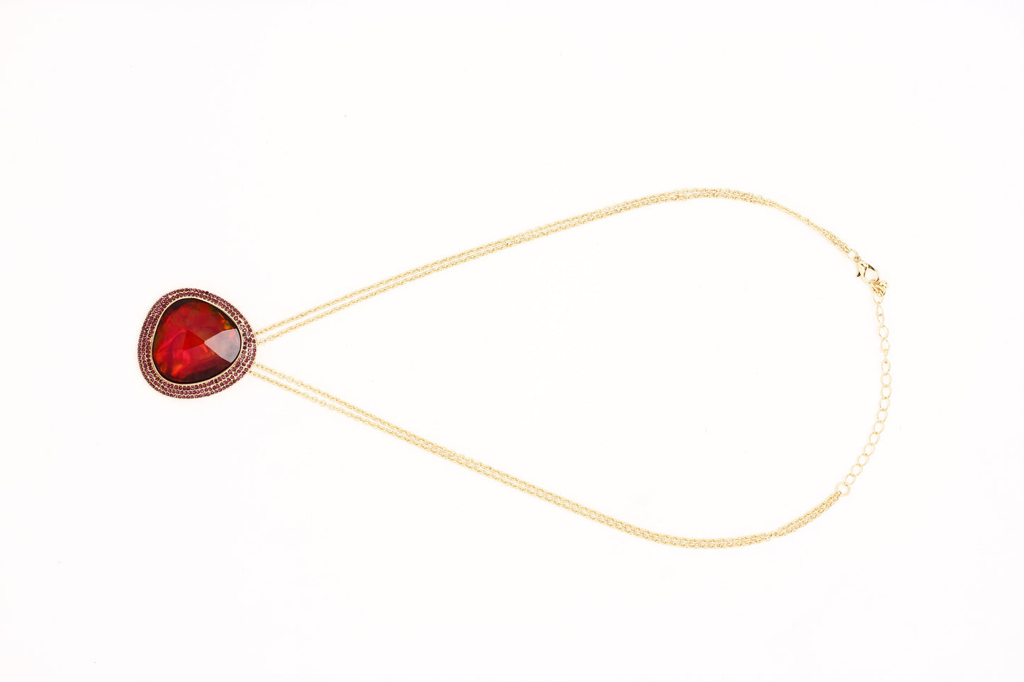 Gold-Polished Alloy Assymetric Stone Studded Pendant Necklace - The Pari | Swadesiicart