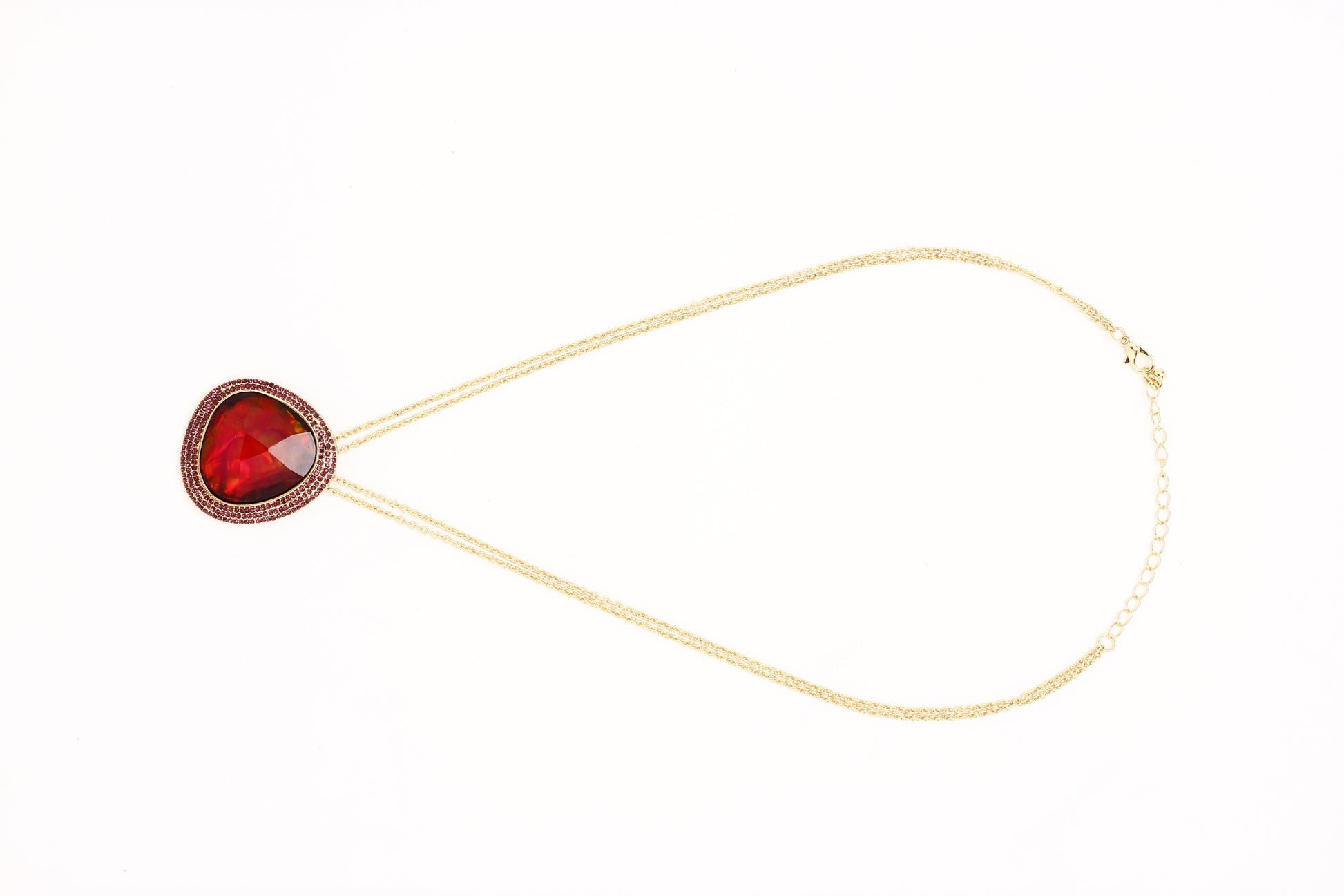 Gold-Polished Alloy Assymetric Stone Studded Pendant Necklace - The Pari | Swadesiicart