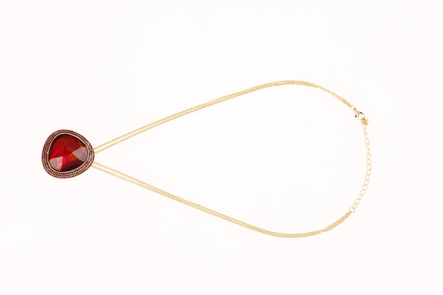 Gold-Polished Alloy Assymetric Stone Studded Pendant Necklace - The Pari | Swadesiicart