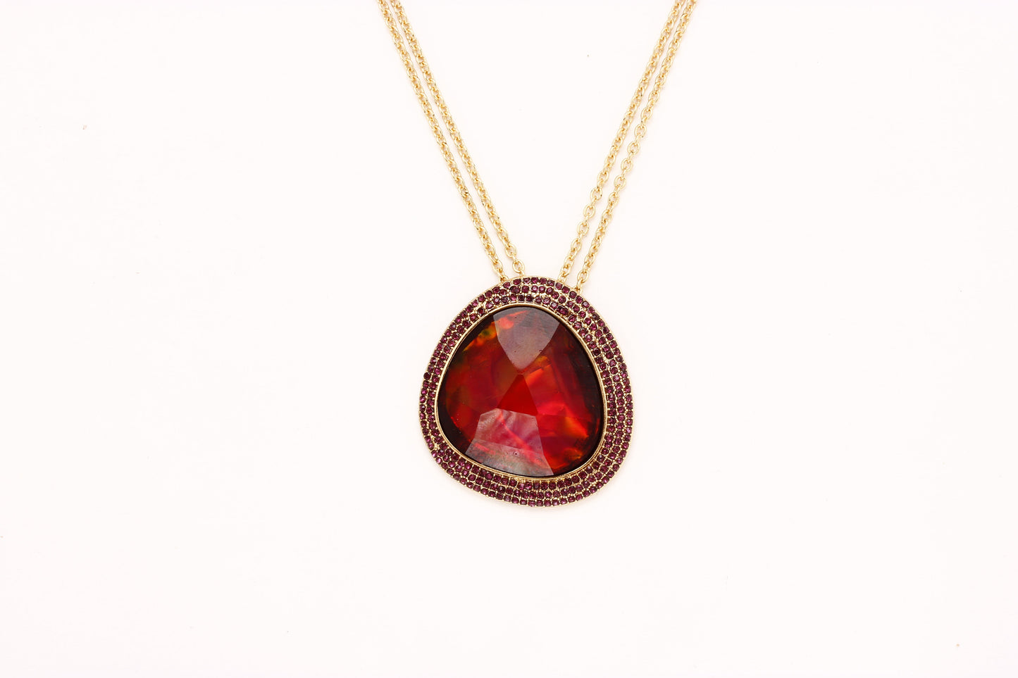 Gold-Polished Alloy Assymetric Stone Studded Pendant Necklace - The Pari | Swadesiicart