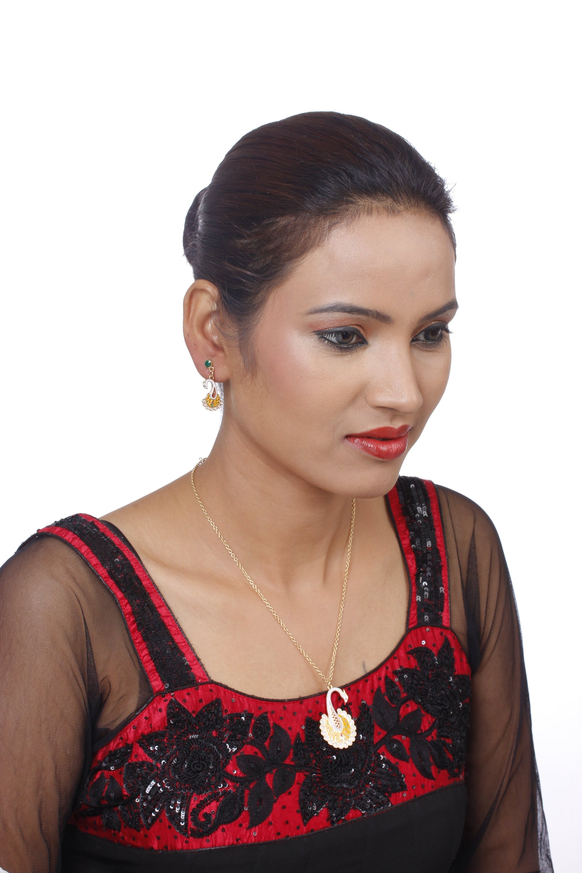 Gold-Polished Alloy Peacock Pendant Necklace - The Pari | Swadesiicart