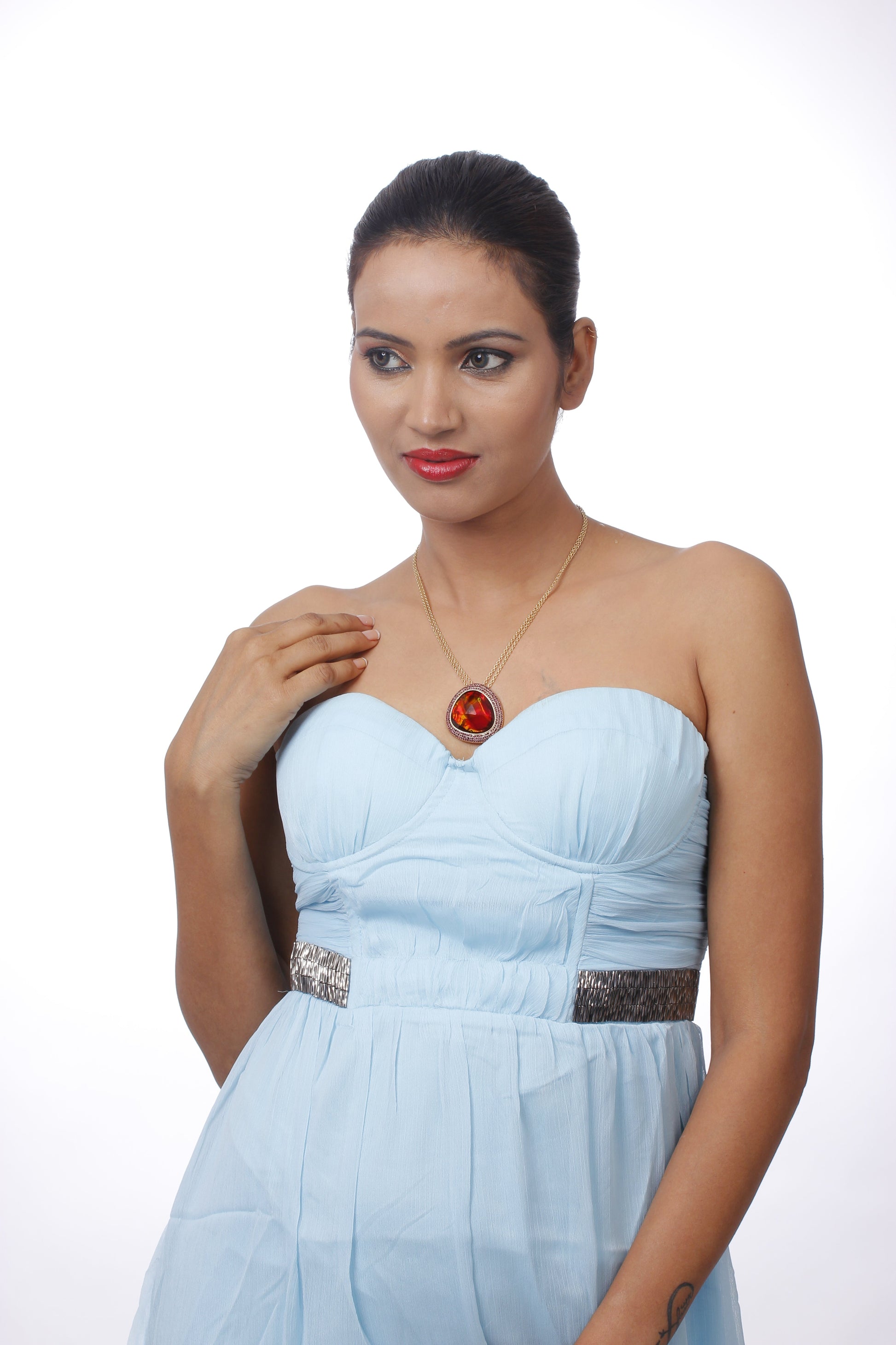 Gold-Polished Alloy Heart Shape Statement Necklace - The Pari | Swadesiicart