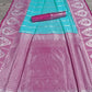 DEIANA'S Beautiful Designer Golden zari Soft Lichi Silk Saree - Blue - Swadesiicart