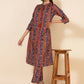 Janasya Women's Blue Crepe Digital Floral Printed Festive A-line Co-ords - Swadesiicart