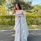 Vamsee Samriddhi Grey Organza Saree - Swadesiicart