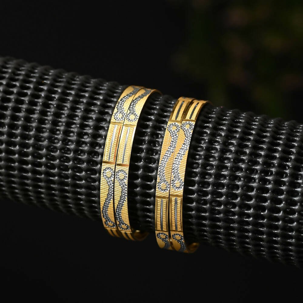 Afast Designer Fancy Party Bangle/ Kada Set, Gold, Metal, Pack Of 4 - Swadesiicart