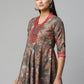 Ahalyaa Women Brown Cotton Digital Printed Tunic | Swadesiicart